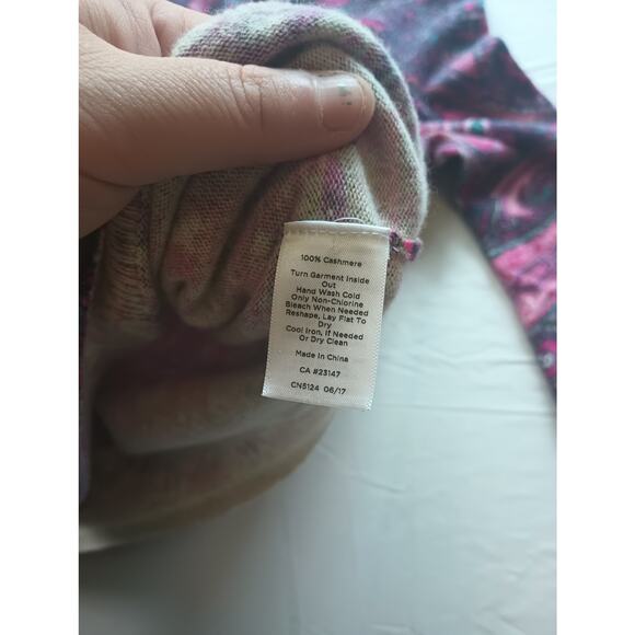 Talbots Small Pure Cashmere Women Sweater Small Art to wear colorful paisley - Picture 4 of 5